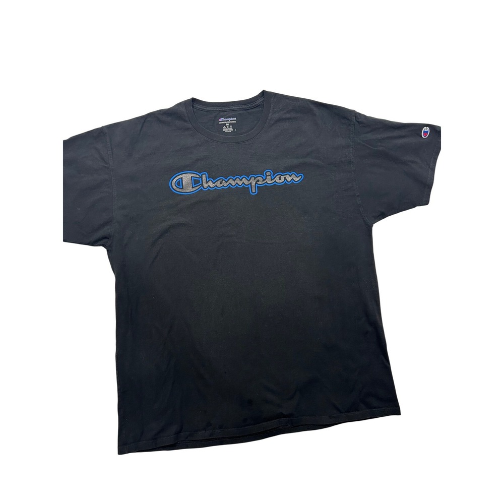 Champion Graphic T-Shirt Crew Neck Short Sleeve Casual Black‎ 2XL (613)